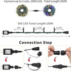 QUWIN Outdoor Christmas String Lights, 180Ft 500 LED UL Certified 11 Lighting Modes, Indoor & Outside Christmas Tree Lights for Christmas Tree, Patio, Holidays, Party ﻿