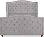 Jennifer Taylor Home Marcella Upholstered Shelter Headboard Bed Set, Queen, Silver Grey Polyester