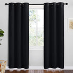 NICETOWN Bathroom Blackout Thermal Curtains and Drapes, 2 Panels, 42 inches Wide by 78 inches Long, Black, Solid Thermal Insulated Grommet Blackout Drapery Panels for Window