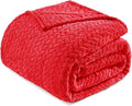 Exclusivo Mezcla Fleece Twin Size Blanket for Bed, 90x66 Inches Soft Cozy Jacquard Flannel Blankets, Lightweight Fuzzy Plush Warm for Winter, Red