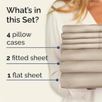 Split King 7 Piece Sheet Set - Comfy Breathable & Cooling - Ultra-Soft Hotel Luxury Bedding Set w/ 8-16 Inch Deep Pockets - 1 Flat & 2 Fitted Sheet & 4 Pillowcases - Wrinkle Free & Easy Care - Wheat