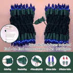 LAMPHOME Super-Bright Extendable Blue Christmas Lights Decoration 150Lights 31.9ft UL Certified Mini Bulb String Lights Set for Outdoor Christmas Tree Garden Holiday Party Patio Wedding Garland Decor