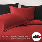 Monbix King Size Comforter Set - 7 Pieces Bed in a Bag King, Bright Red Bedding Sets with Comforter, All Seasons Down Alternative Comforter Bed Set with Sheets, Pillowcases & Shams