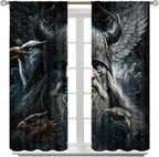 Fantasy Norse Viking Curtains,Cool Gothic Vintage Vikings Mystical Symbol Eagle Window Treatments Thermal Insulated Rod Pocket Blackout Drapes for Bedroom 2 Panels 84L x 42W