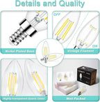 Honesorn E12 Led Bulbs, 4W(60W Equivalent Candelabra Led Light Bulbs, 4000K Natural White Chandelier Light Bulbs, 600LM Clear Glass C35 Light Bulbs with Filament, Dimmable Candle Light Bulbs Pack of 6