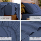 Mellanni Queen Sheets Set - 4 PC Iconic Collection Bedding - Hotel Luxury, Extra Soft, Cooling Bed Sheets - Wrinkle, Fade, Stain Resistant (Queen, Blue Nova)