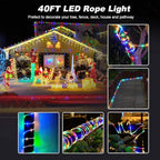 Color Changing Rope Lights String Lights for Bedroom, Battery Powered Light Strip 40ft 8 Modes Hanging Fairy Lights with Remote for Camping Halloween Christmas, 2 Pack