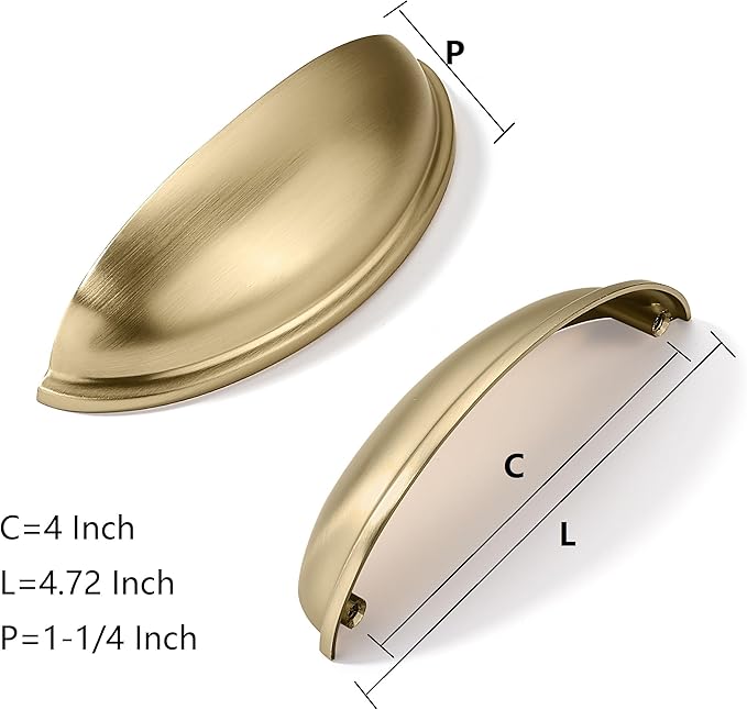 khtumeware 2 Pack 4" Drawer Pulls Champagne Bronze Cabinet Cup Pulls Kitchen Hardware Cabinet Handles Drawer Handles Knobs 4 inch Hole Center