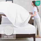 HEVUMYI Full Comforter Set - 7-Piece All Season Bed in a Bag Full, Ultra Soft Bedding Set with Comforter, Flat Sheet, Fitted Sheet, Pillowcases, Pillow Shams, White