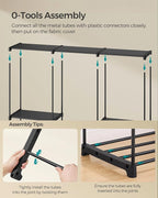 SONGMICS Portable Closet, Freestanding Closet Organizer, Clothes Rack with Shelves, Hanging Rods, Storage Organizer, for Cloakroom, Bedroom, 80.7 x 17.1 x 65.4 Inches, Black URYG035B01