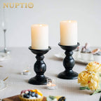 2 Pcs Black Pillar Candle Holders, Most Ideal for 3" Pillar Candles, Gifts for Wedding, Party, Home, Spa, Reiki, Votive Candle (2 x S)