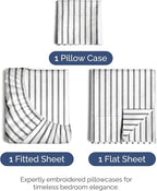 Twin XL Size 3 Piece Sheet Set - Comfy Breathable & Cooling Bed Sheets Set - Hotel Luxury Bedding for Women, Men, Kids, Teens, Boys & Girls - Deep Pockets and Wrinkle Free - Oeko-Tex - Grey Stripes 2