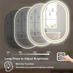 S'bagno Oval-Led-Bathroom-Mirror with Golden Frame Dimmable Brightness, Lghted-Bathroom-Mirror with Defogger, Touch-Buttons, Lights Color Changing, Vertical and Horizontal