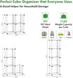 C&AHOME Cube Storage Organizer, 4-Cube Shelving Units, DIY Closet Storage, Modular Book Shelf, Ideal for Bedroom, Living Room, Office, 24.8" L x 12.4" W x 24.8" H Translucent White SBTM3004A