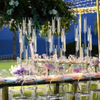 10Sets 8 Arm Acrylic Candelabra Candle Holder for Wedding,38.5 inches Tall Clear Candlestick Holders with Shade for Tables Party Event Dinner Decoration (Fit 0.8" Led Candles)