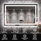 LOAAO 55X36 LED Bathroom Mirror with Lights, Anti-Fog, Dimmable, Backlit + Front Lit, Lighted Bathroom Vanity Mirror for Wall, Memory Function, Tempered Glass, ETL Listed