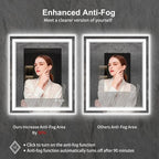 Lighted Mirror, 30x36 Inch Gradient Front and Backlit LED Mirror, 3 Colors Dimmable CRI>90 Double Lights, IP54 Enhanced Anti-Fog, Hanging Plates Wall Mount LED Bathroom Mirror