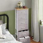 Somdot Tall Dresser for Bedroom with 6 Drawers, Storage Organizer Chest of Drawers with Removable Fabric Bins for Closet Bedside Living Room Laundry Entryway Hallway, Ash Grey