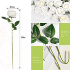 120 Pcs Artificial Roses Bulk Velvet Silk White Roses White Roses for Wedding Centerpieces Bridal Bouquet Mohter's Day Home Decor (120, White)