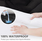 Twin XL Mattress Pad Waterproof, Soft Cooling Mattress Topper for College Dorm, Extra Long Twin Mattress Cover Protector Washable, Deep Pocket 8-21" (39x80 inch, Black)