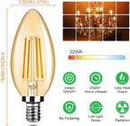 24-Pack Dimmable E12 LED Candelabra Bulbs 40Watt Equivalent, 2200K Amber Warm White, 380Lumens, 4W B11 Amber Chandelier Light Bulbs, LED Filament Clear Glass Candle Lamp for Ceiling Fan Home Decor