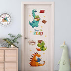 Yovkky Reading Dinosaur Wall Decals Stickers, Time to Read Dino Book Corner Baby Toddler Nursery Classroom Library Decor, Positive Quote Home Decorations Kids Bedroom Study Room Reading Nook Art