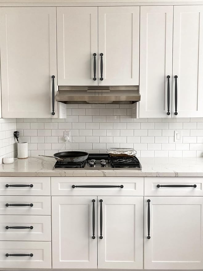 10 Pack Matte Black Cabinet Pulls 3 Inch(76mm) Kitchen Cabinet Handles Solid Zinc Alloy Cabinet Hardware Drawer Pulls