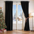 Lazzzy Velvet Blackout Curtains Thermal Insulated Room Window Drapes Super Soft Luxury Curtains for Living Room Bedroom Rod Pocket 2 Panels, Black, 52" W x 120" L