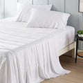 Bedsure Cooling Sheets Twin XL, Rayon Derived from Bamboo, Breathable & Soft Twin XL Sheet Sets, Deep Pocket Up to 16 Inches, Hotel Luxury Silky Dorm Bedding for Hot Sleepers, White