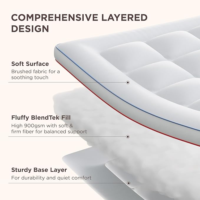 Bedsure King Mattress Topper - Pillow Top Mattress Pad Cover with Deep Pocket Fits up to 21 Inches, Plush Soft Bed Topper for Back Pain Relief, Overfilled with Down Alternative Filling, White