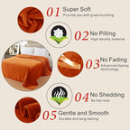 Fleece Blankets for All Season - Premium Lightweight Anti-Static Throw for Queen/Full Size Bed Extra Soft Brush Fabric Warm Sofa Thermal Blanket 90" x 90"(Orange)