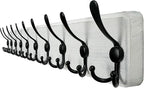 WEBI Coat Rack Wall Mount,38 9/16" Long,10 Hooks,Large Coat Hooks Wall Mounted,Coat Hanger Wall,Wood Hook Rack Rail,Triple Hooks for Hanging Coats,Clothes,Jacket,Black/White