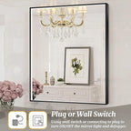 30x36 Inch LED Bathroom Mirror, Black Metal Framed Lighted Mirror for Bathroom, Wall Mouted LED Vanity Mirror with Lights, 3 Colors and Stepless Dimmable, Anti-Fog, Memory