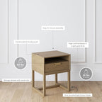 Nathan James Luke Modern Nightstand Side Accent or End Table with Storage Drawer, 1, Light Brown
