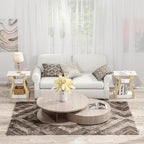 End Table Set of 2 with Charging Station, Side Table with USB Ports and Outlets, Nightstand, 3 Tier End Table with Storage Shelf for Living Room, Bedroom (White Set of 2)