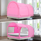 Alvantor Bed Canopy Bed Tents Dream Tents Privacy Space Twin Size Sleeping Tents Indoor Pop Up Portable Frame Curtains Breathable Grey Cottage (Mattress Not Included) Reducing Light