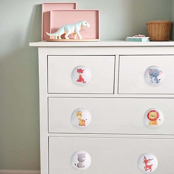 6PCS 1.5" Cute Funky Safari Animals Ceramics Drawer Pulls Lion Knobs Nursery Kids Room Unique Cabinet Decor Dresser Knobs(Lion)
