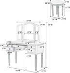 BOBKONA PDEX- Croix Collection Vanity Set With Stool, Rose Gold
