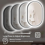 S'bagno 24x36 Oval Black LED Mirror for Bathroom with Frontlit & Backlit, LED Bathroom Mirror with Metal Frame, Anti-Fog, Stepless Dimmable, 3 Colors Temperature LED Vanity Mirror(Horizontal/Vertical)