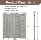 Rose Home Fashion 6 ft Tall Room Divider, Room Dividers and Folding Privacy Screens, 15.7in Privacy Screen 4 Panel Partition Temporary Wall Separation for Private, Stone Grey