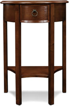 Seneca Solid Wood Demilune Console Table with Shelf and Drawer, Pecan, Perfect for Entryways, Hallways, and Stair Landings – Leick Home, 9030