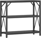 Homeiju Console Table 31.5" Width, 3-Tier Entryway Table with Storage, Industrial Sofa Table with Open Shelves, Foyer Tables for Entryway, Hallway, Kitchen, Living Room and Bedroom, Black