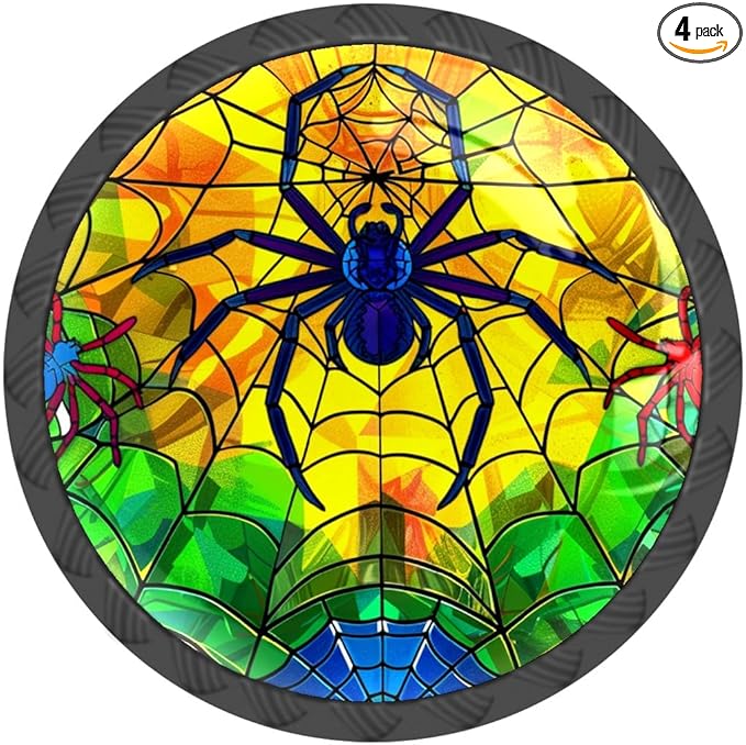 4 Pack Cabinet Knobs Spider Yellow Drawer Pulls Crystal Glass Round Knobs Handles for Dressers Drawer Bathroom Kitchen Cupboards Wardrobes Hardware Furniture Knobs