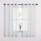 NICETOWN Sheer Curtains 63 Long - Ring Top Solid Voile Window Draperies for Bedroom/Home Decor/Kitchen/Living (Light Gray, Set of 2, W54 x L63 Inches)