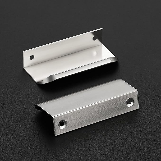 Ravinte Hardware 8 Pack Silver Cabinet Handles, 3.15 Inch (80mm) Finger Edge Pulls, 2-1/2 Inch Hole Center, Finger Pulls for Cabinets