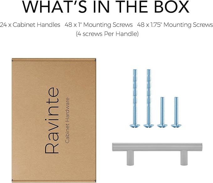 Ravinte 24 Pack | 5 Inch Cabinet Pulls Grey Stainless Steel Kitchen Drawer Pulls Cabinet Handles 5 InchLength, 3 Inch Hole Center