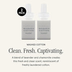 Pura & K. Hall Designs Home Scent Refill - Smart Home Air Diffuser - Up to 120-Hours of Premium Fragrance per Refill - Household Essential - Clean Diffuser Fragrance - 2 Pack, Washed Cotton
