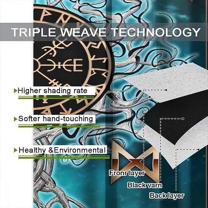 Viking Curtains Viking Totem Curtains Ancient Scandinavian Bedroom Living Room Decoration 2 Panel Groups W52 * L84 Inch