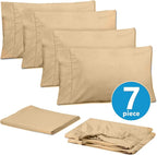 Sweet Home Collection 6 Piece 1500 Supreme Collection Brushed Microfiber Deep Pocket Sheet Set-2 Extra Pillow Cases, Great Value, Split King, Camel