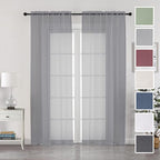 Chyhomenyc Extra Long Sheer Curtain Panels 96 Inches, 2 PCS, Voile Top Dual Rod Pockets Soft Touching Window Drapes Treatment for Children Room/Bedroom/Living Room/Hotel, 42W x 96L inch, Charcoal Grey